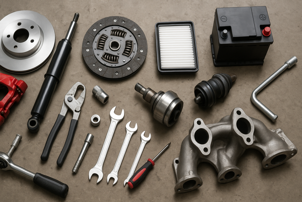 Car parts and tools